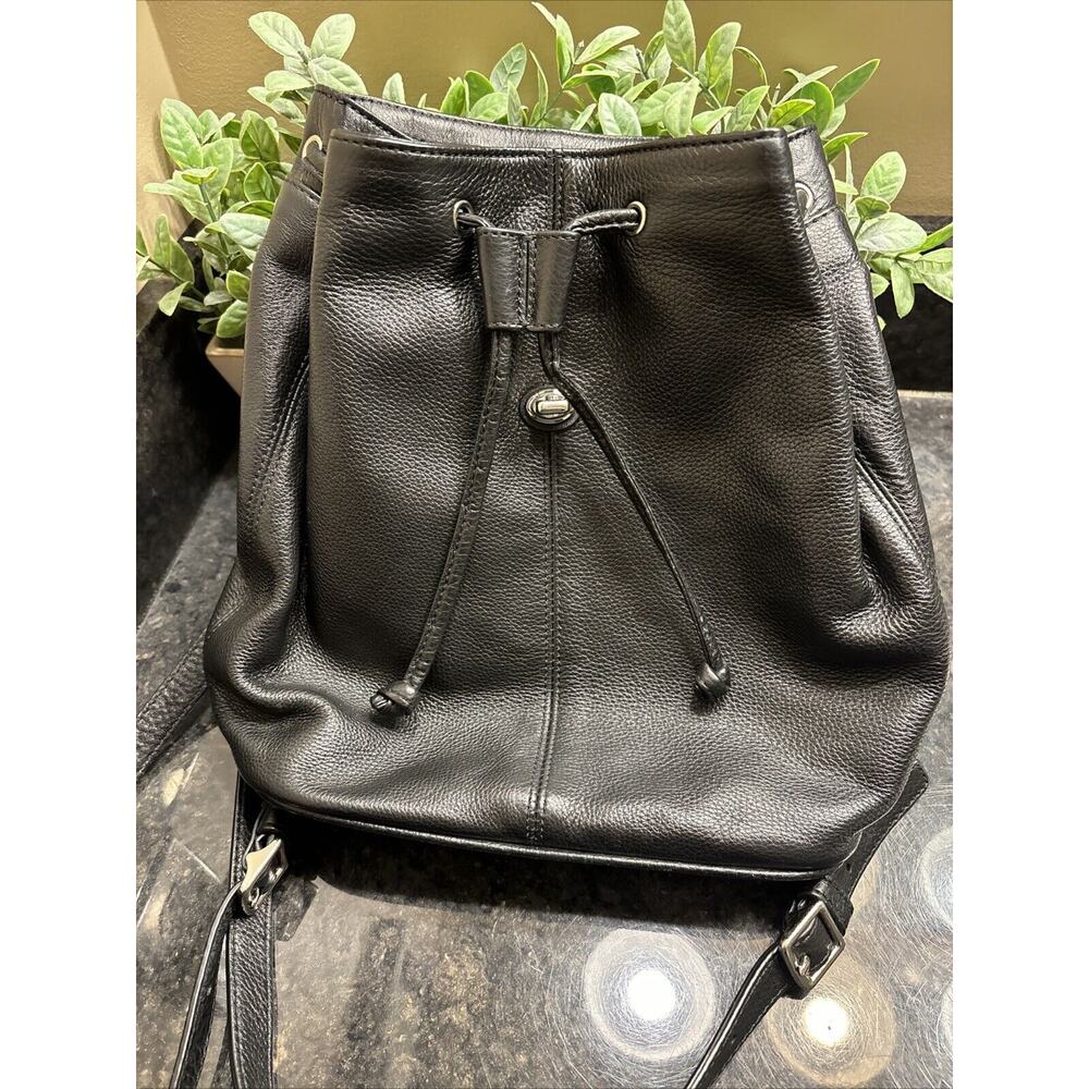 Coach Purse Womens Black Pebbled Leather Park Backpack #24385 Adjustable Straps - Picture 6 of 10